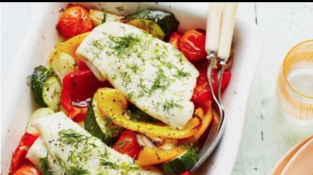 Bacalao al horno con verdurass